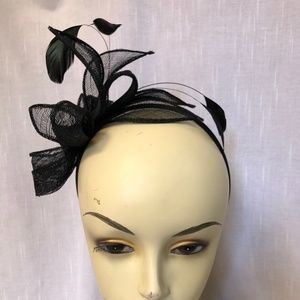 Charming Black Fascinator Headband  - Halloween Glamour!